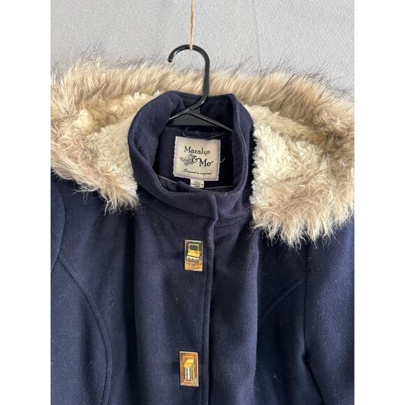 Maralyn & Me Navy Blue Pea Coat Women’s Size Large - Picture 6 of 11